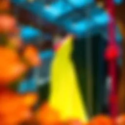 Vibrant one shoulder neon dress displayed elegantly