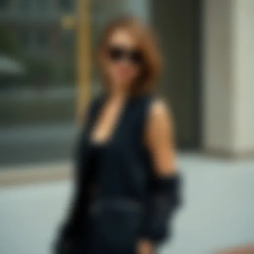 Elegant display of a black vest styled with layered outfits