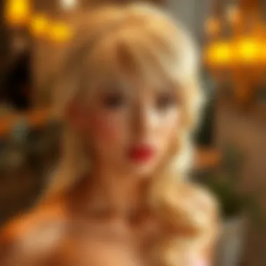 Elegant Styling of Blonde Wig A vibrant blonde wig styled elegantly on a fashion model