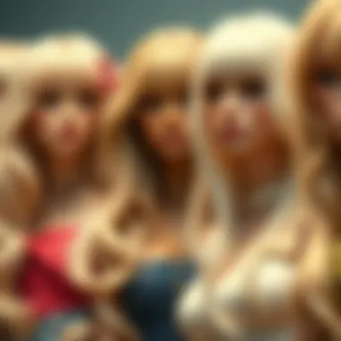 Diverse Selection of Blonde Wigs A selection of blonde wigs in various shades and styles