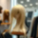 Stylish blonde wig showcased on a mannequin