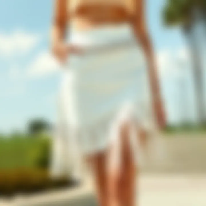 Styling tips for the white skirt adorned with rhinestones