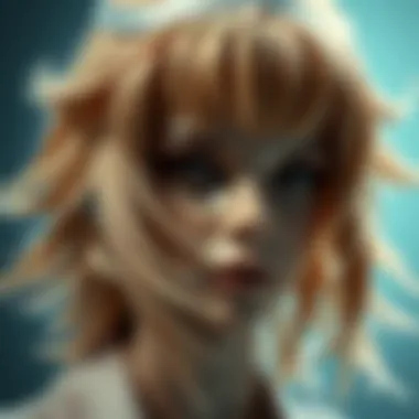 Close-Up of Blond Mullet Wig Close-up of a blond mullet wig highlighting its texture and layers