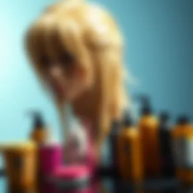 Styling Products for Blond Mullet Wig An array of styling products curated for maintaining a blond mullet wig