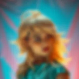 A stylish blond mullet wig showcased against a vibrant backdrop