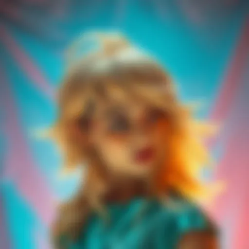 Stylish Blond Mullet Wig A stylish blond mullet wig showcased against a vibrant backdrop