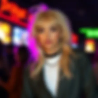 Fashion-Forward with Blond Mullet Wig A fashion-forward individual wearing a blond mullet wig at a trendy event