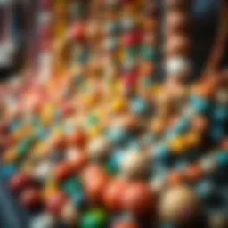 Artistic display of colorful clay beads