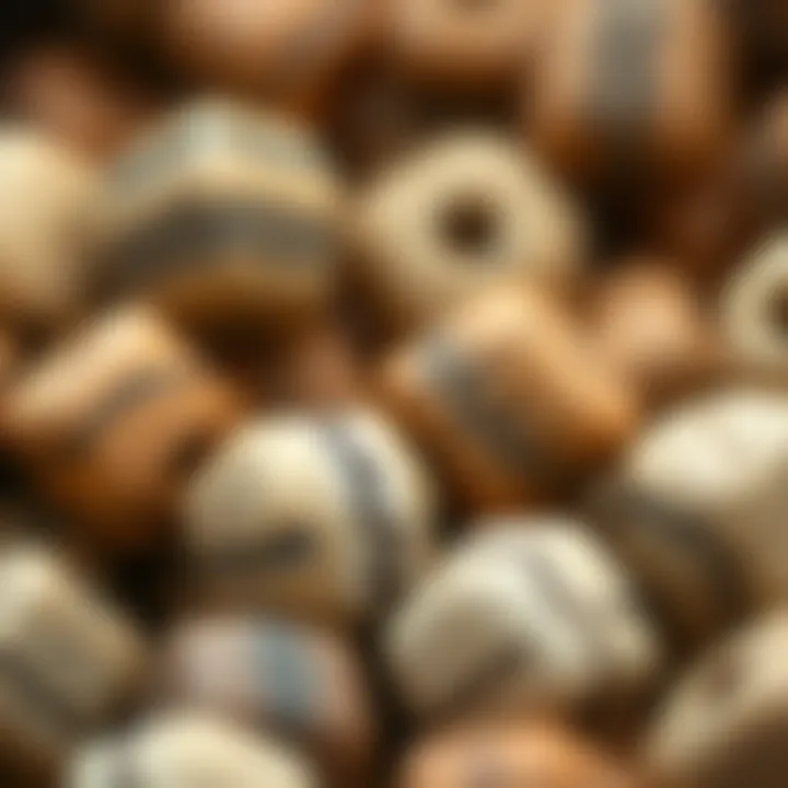 Handcrafted Clay Beads with Texture Close-up of handcrafted clay beads showcasing texture