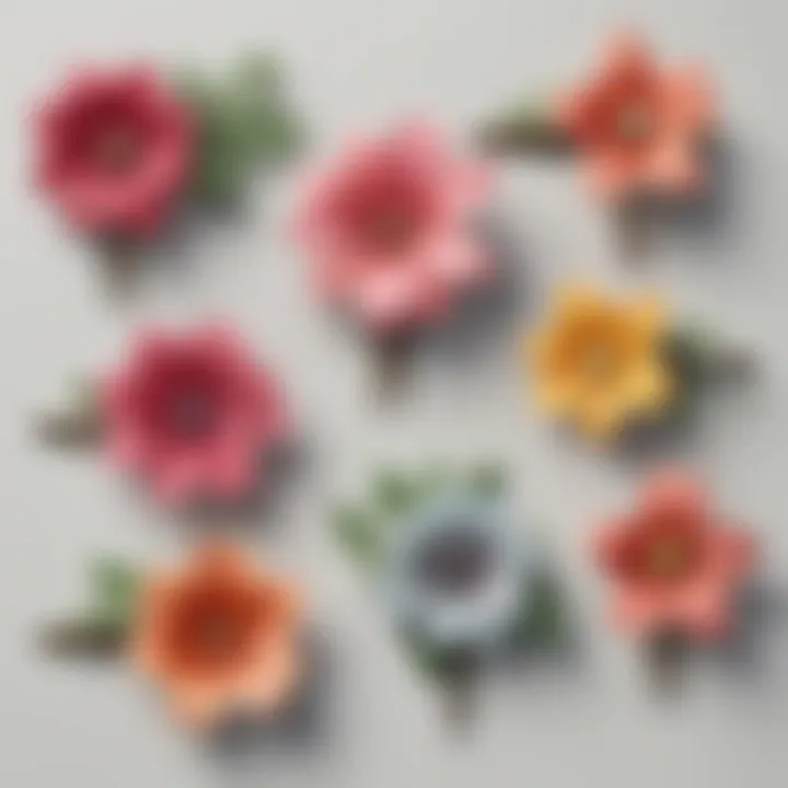 Close-up of different materials used in crafting flower barrettes