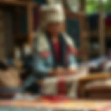 Cultural Heritage in Lang Rug Weaving An artisan weaving a Lang rug depicting cultural heritage