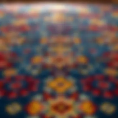 Intricate Patterns of a Lang Rug A vibrant Lang rug showcasing intricate traditional patterns