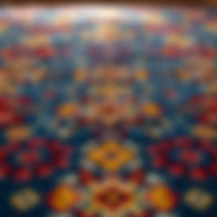Intricate Patterns of a Lang Rug A vibrant Lang rug showcasing intricate traditional patterns
