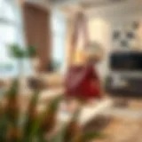 Chic Purse Holder Enhancing Room Aesthetics Stylish purse holder in a modern living room setting