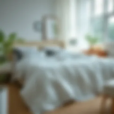 Seersucker Quilt in Modern Bedroom An elegantly styled seersucker quilt draped over a contemporary bed