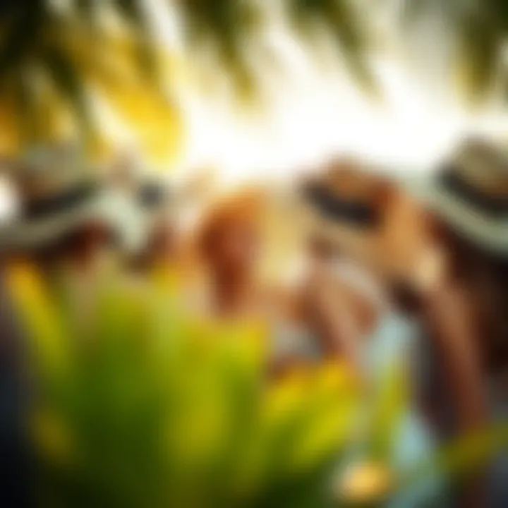 Friends Enjoying Sun Hats at a Bachelorette Party Group of friends wearing sun hats at a bachelorette celebration