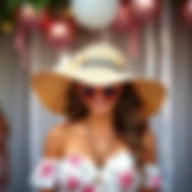 Chic Sun Hat with Bachelorette Party Vibes Stylish sun hat paired with bachelorette party decorations