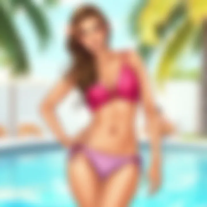 Illustration of Tankini Styling Options Illustration showcasing various tankini styling options