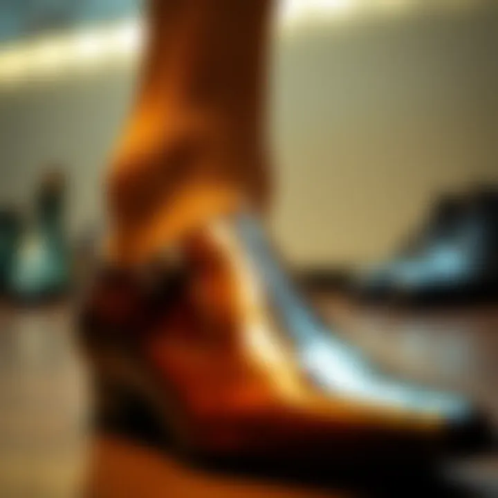 Close-up view of a shoe tree in action, preserving shoe shape