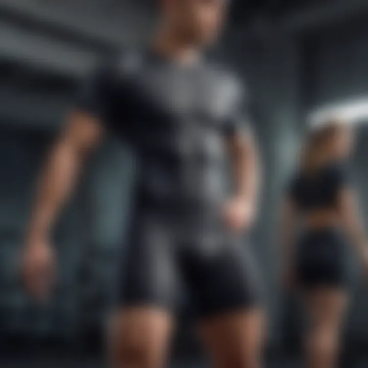 Athletes wearing body compression shirts during an intense workout