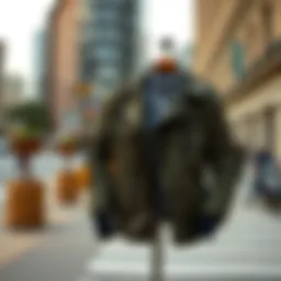 Stylish commuter jacket displayed on a city street