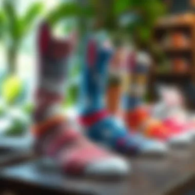 Eco-Friendly Showcase of Bugs Bunny Socks Bugs Bunny socks showcased in an eco-friendly setting