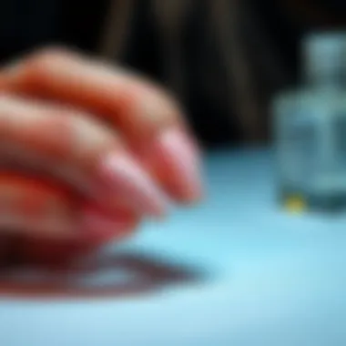 Artistic display of nails prepared with primer and dehydrator