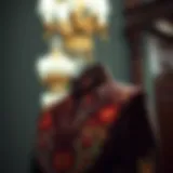 A stunning mandarin collar gown showcasing intricate embroidery