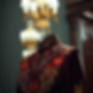 Intricate Embroidery on Mandarin Collar Gown A stunning mandarin collar gown showcasing intricate embroidery