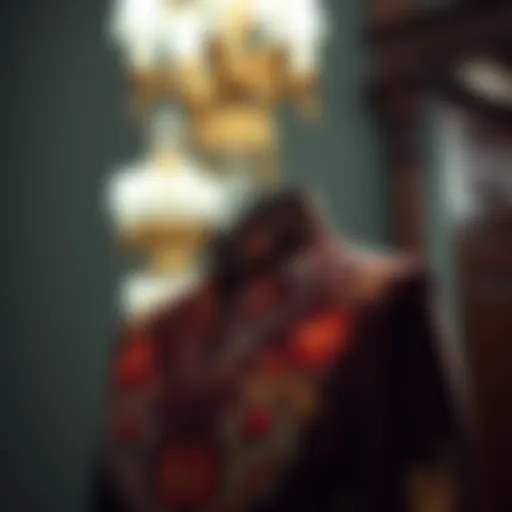 Intricate Embroidery on Mandarin Collar Gown A stunning mandarin collar gown showcasing intricate embroidery