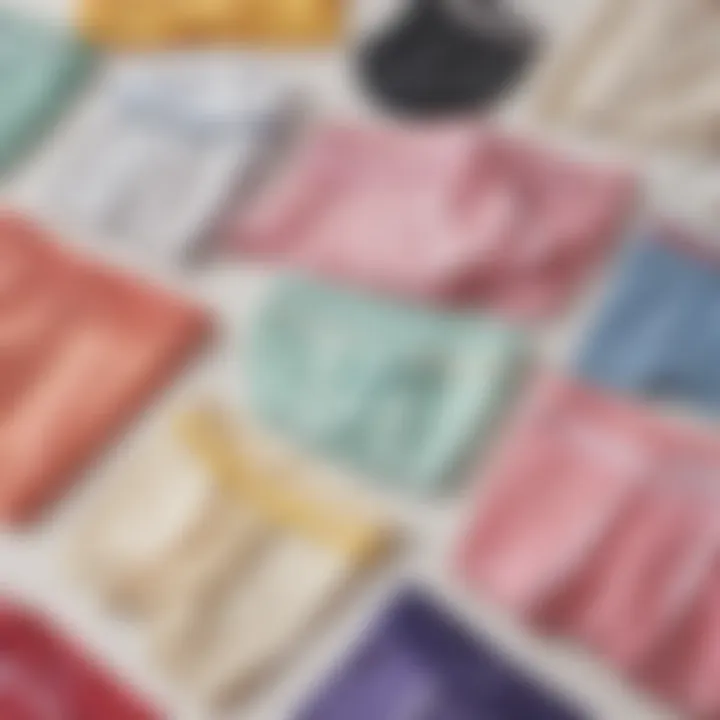 An elegant display of fabric swatches used in thong underwear, highlighting texture and quality
