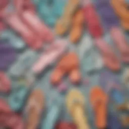 A stylish arrangement of various thong designs showcasing intricate lace and vibrant colors