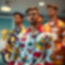 A stylish display of cartoon-themed sleepwear showcasing various designs and colors.