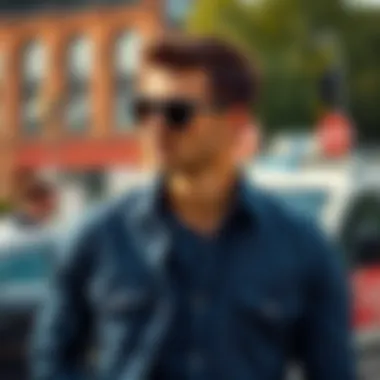 Elevating Style with Lined Denim Stylish outfit featuring a lined denim shirt paired with modern accessories