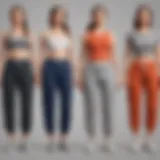 A timeline showcasing the evolution of slimming sweatpants through different fashion eras.