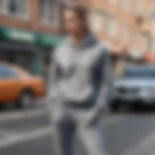 Trendy sweatsuit ensemble on urban street