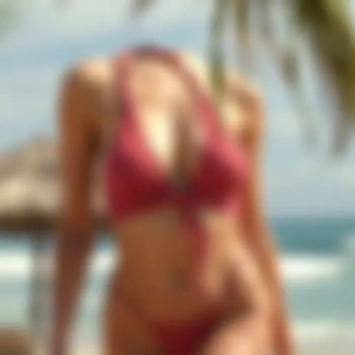 Elegant High-Waisted Bikini at the Beach Elegant high-waisted bikini in a serene beach setting