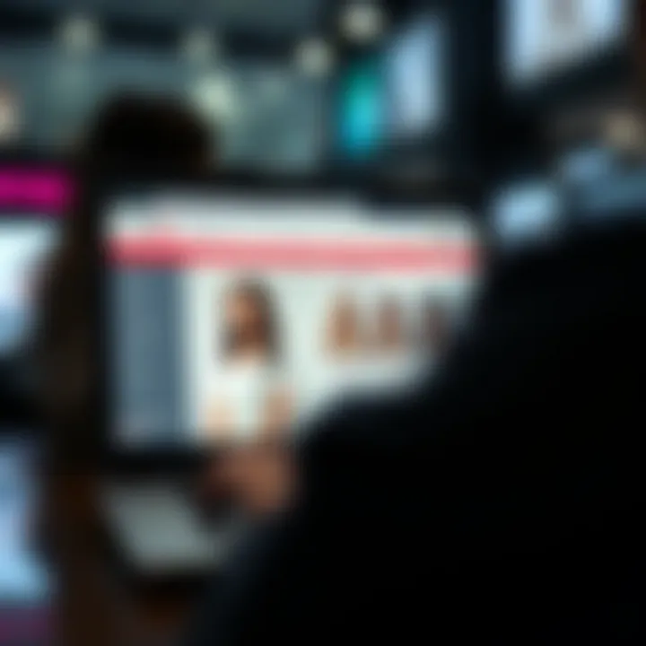 Modern Online Wig Shopping Experience A trendy online shopping interface for wigs on a digital device