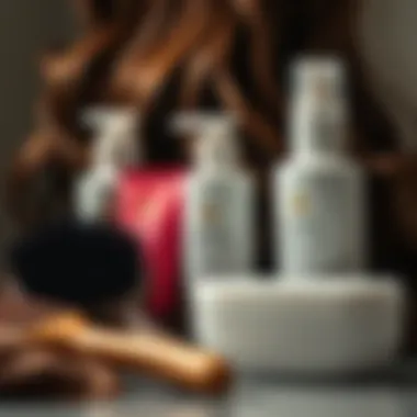 Essential Wig Care Products Close-up of wig care products including brushes and conditioners