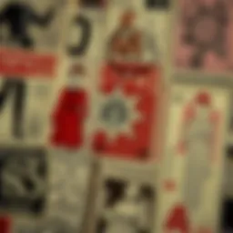 An artistic representation of clothing stamps illustrating their historical context.