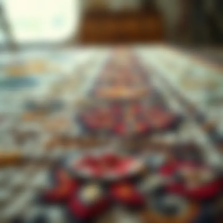 Detailed View of Handmade Rug Patterns Close-up of the intricate patterns on a handmade crawling rug