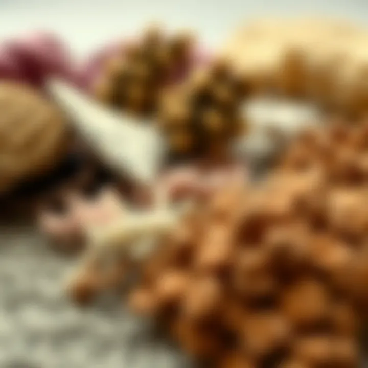 Diverse Materials for Crawling Rug Creation A collection of various materials used in crafting crawling rugs