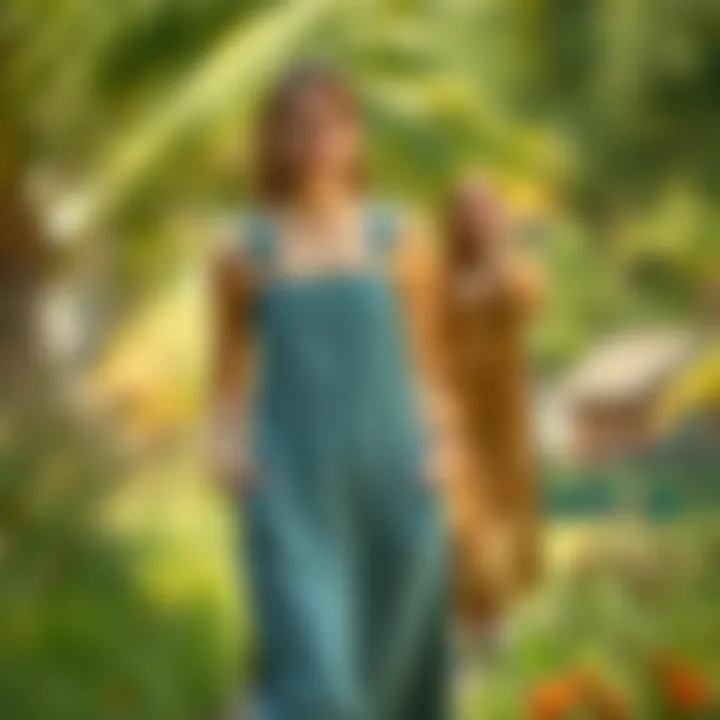 Sustainable fabric types used in modern long overall dresses