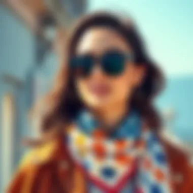 Stylish Outdoor Fashion with Sunblock Scarves Stylish individual wearing a sunblock scarf outdoors
