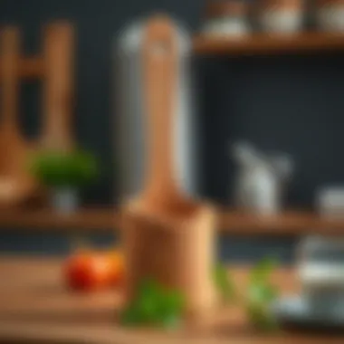 Wooden Hot Spoon Holder Stylish wooden hot spoon holder showcasing natural grain