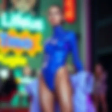 Cultural Impact: Neon Blue Bodysuit in Fashion An artistic representation of the cultural influences behind the neon blue bodysuit in modern fashion.