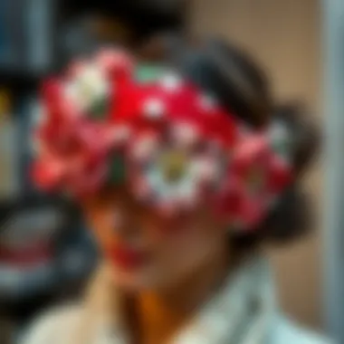 Elegant fabric headband with floral design