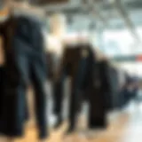 A stylish display of black split jeans highlighting their unique design elements