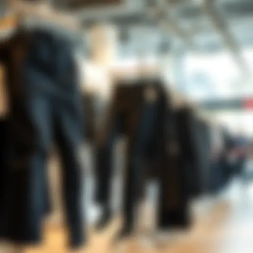 A stylish display of black split jeans highlighting their unique design elements