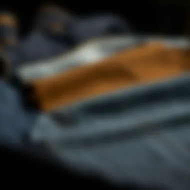 Sustainable Fabric Choices for Black Split Jeans An array of fabric swatches demonstrating sustainable choices for black split jeans